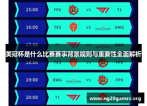 美冠杯是什么比赛赛事背景规则与重要性全面解析